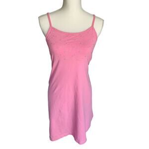Carole Hochman Cotton Pink skinny strap dress with shelf bra Women’s size small